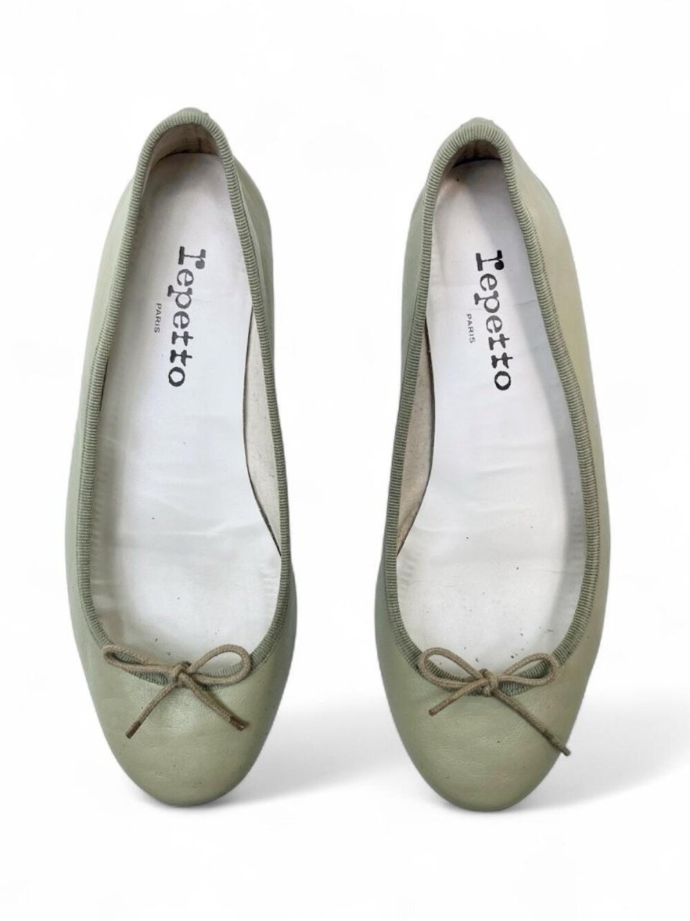 Repetto Cendrillon Leather Ballet Flats Green - Size 38 EU/7-7.5 US